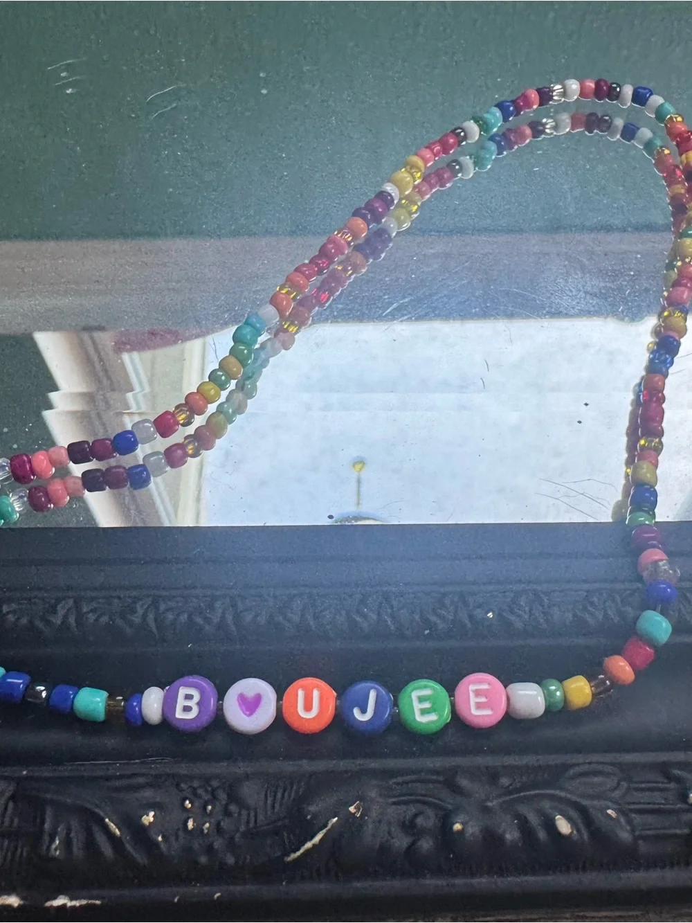Handmade Multicolor Beaded Name Necklace - 'Bujiee'